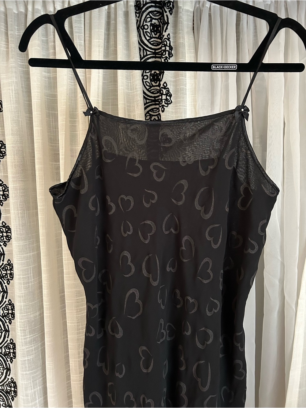 Black Sheer Heart Y2K Print Mini Slip Dress - Picture 2 of 6